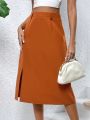 Women's Solid Color Split Hem Skirt