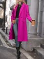 Lapel Neck Double Button Belted Overcoat