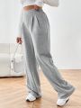 SHEIN Essnce Solid Color Pleated Culottes Pants