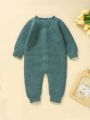 Unisex Baby Simple Casual Sweater Romper With Gloves And Shoes