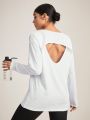 SHEIN Daily&Casual Loose Fit Long Sleeve Athletic T-shirt With Back Cutout