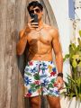 Men'S Beach Shorts With Leaf Print