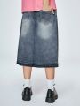 ROMWE Street Life Guys Frayed Hem Washed Denim Mid Shorts