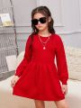 SHEIN Tween Girl Solid Sweater Dress