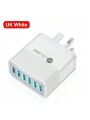 1pc White Us-type Plug 30w Usb Charger Quick Charge3.0 6-port Usb Quick Charger, Wall Charger Compatible With Iphone Xiaomi Samsung Multi-port Mobile Phone Charging Adapter