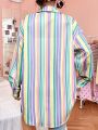 SHEIN Qutie Colorful Striped Women's Shirt