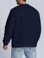 Extended Sizes Men's Letter Printed Pullover Sweatshirt