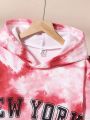 Teenage Girls' Fleece Lined Tie-Dye Hooded Sweatshirt And Pants Set