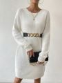 SHEIN Frenchy Women's Lace Patchwork Straight Sweater Dress