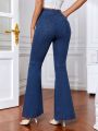 Women'S Solid Color Casual Flared Jeans