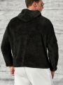 SHEIN Extended Sizes Men Plus Letter Embroidery Zipper Front Teddy Hoodie