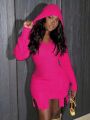 SHEIN Slayr Plus Size Women's Hooded Asymmetric Hem Sweater Dress