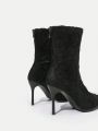 SHEIN SXY 1pair Back Zipper High-heeled Fashionable Boots