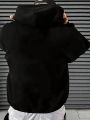 Men's Plus Size Fleece Hoodie With Slogan Print