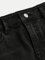 SHEIN Tween Girl's Carbon Black Y2k Style Skinny Flared Jeans