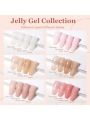 Modelones Jelly Pink Nude Gel Nail Polish Kit With U V Light, 6 Sheer Translucent Soak Off Nail Gel Polish Starter Manicure Kit Base & Top Coat Diy Home Curing Mothers Day Gift