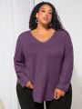 SHEIN CURVE+ Plus Waffle Knit Curved Hem Tee