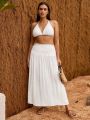 SHEIN Swim Vcay Plus Size Women's High Slit Cover Up Skirt