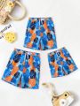 Tween Boys Tropical Printed Drawstring Waist Swim Trunks