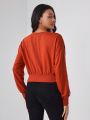 Scube Drop Shoulder Grommet Detail Pullover