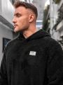 SHEIN Extended Sizes Men's Plus Size Furry Knit Casual Hoodie