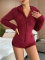 Zip Up Hooded Teddy Lounge Bodysuit