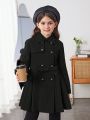 SHEIN Tween Girl Double Breasted Belted Trench Coat