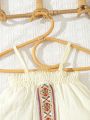 2pcs/Set Baby Girl's Embroidered Elegant Tank Top And Shorts Summer Outfits