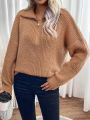 Quarter Zip Drop Shoulder Sweater