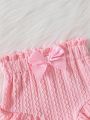 Baby Girl Contrast Lace Ruffle Trim Bow Front Tee & Shorts