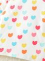 Baby Girl 3pcs Solid & Heart Print Ruffle Trim Tee