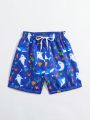 Boys' Cartoon Printed Swim Trunks