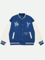 Men'S Letter & Face Printed Baseball Jacket