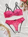 SHEIN Floral Lace Cut-out Underwire Lingerie Set