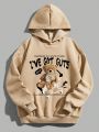 Boys Bear & Slogan Graphic Hoodie