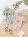 SHEIN Baby Girl 2pcs Cartoon Graphic Tee Dress