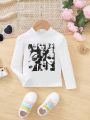 SHEIN Kids EVRYDAY Young Girl Figure Graphic Mock Neck Tee