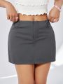 SHEIN Qutie Ladies' Solid Color Low Waist Casual Skirt