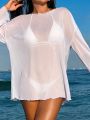 SHEIN Swim BohoFeel Women'S Cross Detail Long Sleeve Cover Up