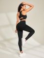 Yoga High Street Ladies' Black Tight-fitting Athletic Leggings