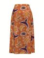 Dany Xavier Women's Sun Moon Eyes Coconut Tree Bird Print Skirt