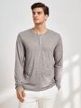 Manfinity Homme Men'S Solid Color Knit Casual Long Sleeve T-Shirt