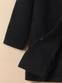 SHEIN Tween Girl Solid Dual Pocket Overcoat