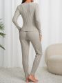 Women'S Lace Spliced Ribbed Knit Pajama Set