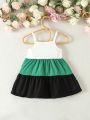 Baby Girls' Casual And Simple Colorblock Patchwork Dress