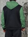 Men's Color Block Drawstring Hooded Sweatshirt