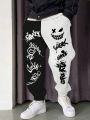 Manfinity EMRG Men Cartoon & Letter Graphic Two Tone Drawstring Waist Sweatpants