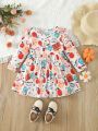 Baby Girl'S Fun And Cute Cartoon All-Over Print Dress