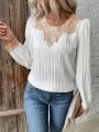 SHEIN Frenchy Women's Round Neck Lace Splicing Casual Fashion Shirt