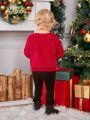 SHEIN Baby Girl Christmas Embroidery Fluffy Pullover